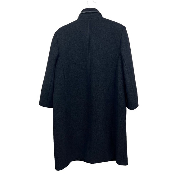 AK Anne Klein Wool Coat Jacket Women Leather Trim Lined 5 Button Pockets Black 8 - Picture 4 of 5